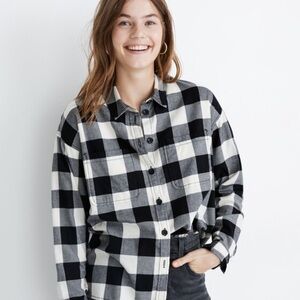 Madewell Oversize Monochrome Plaid Shirt Jacket XS
